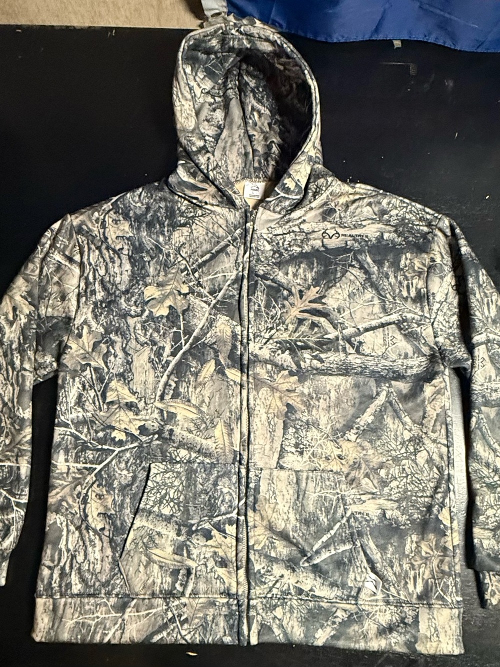 Akimbo Club Hoodie L Camo Realtree Edge Full Zip Fleece Lined Made in LA Organic - Picture 2 of 6